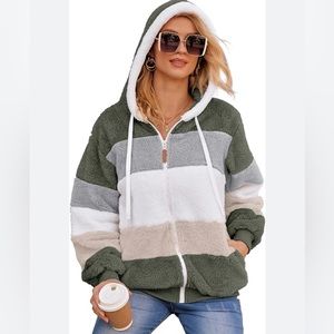 LIVONMONE Fleece Jacket Hoodie Women's Hooded Sweater Teddy Fleece - Medium